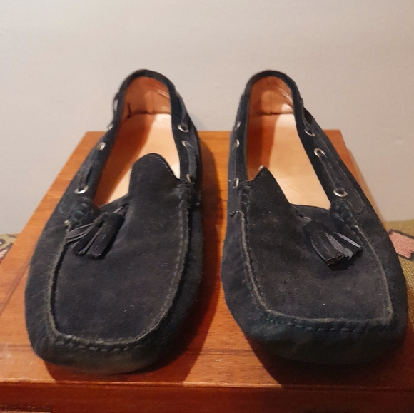 GianRos Italian handsewn suede slip-on driving moccasins, size 44, Midnight Blue - Picture 2 of 8
